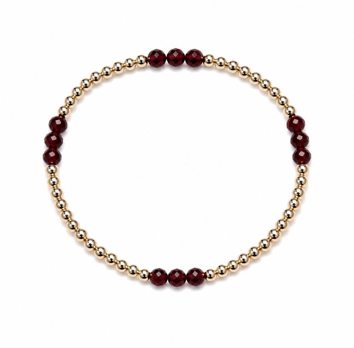 Gemstone bracelet 3mm 14k gold-filled - AAA Faceted Natural Raspberry Rhodolite Garnet