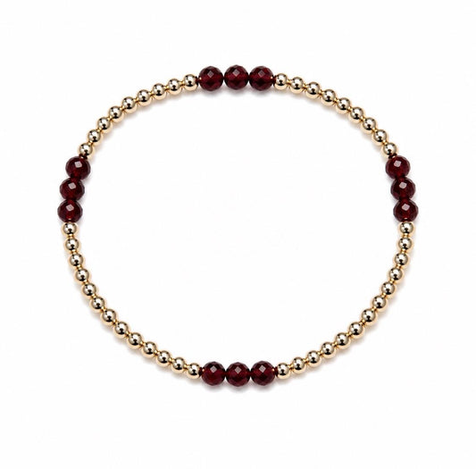 Gemstone bracelet 3mm 14k gold-filled - AAA Faceted Natural Raspberry Rhodolite Garnet