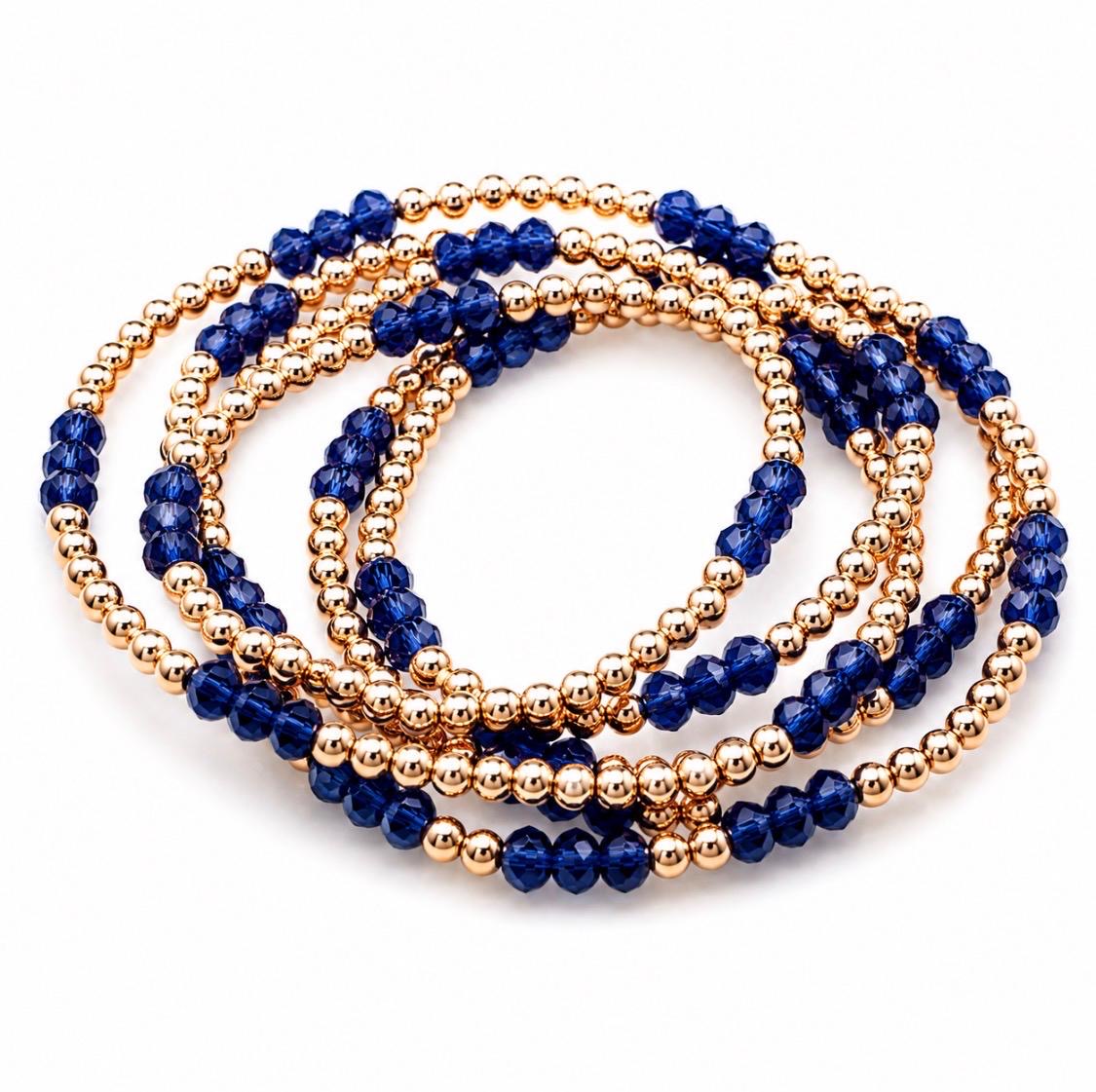 Gemstone bracelet 3mm 14k gold-filled - AAA Natural Lab-grown Blue Sapphire Round Faceted