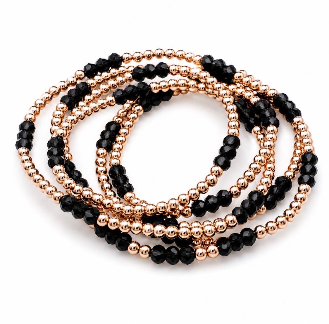 Gemstone bracelet 3mm 14k gold-filled - AAA Genuine Natural Black Tourmaline Faceted