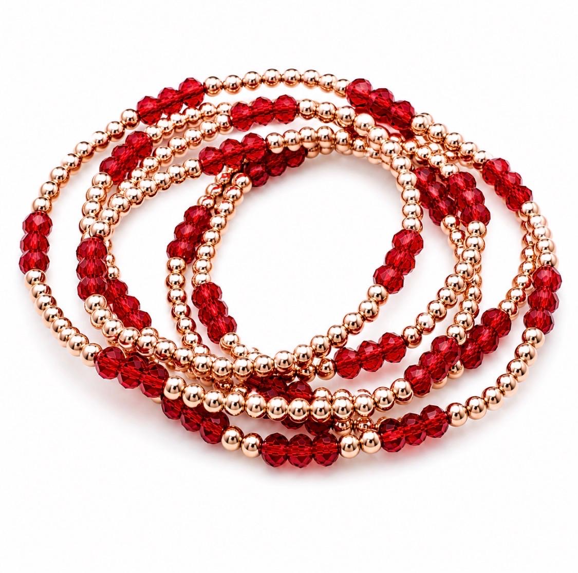 Gemstone bracelet 3mm 14k gold-filled - Natural Lab-grown Red Ruby Faceted